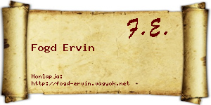 Fogd Ervin névjegykártya
